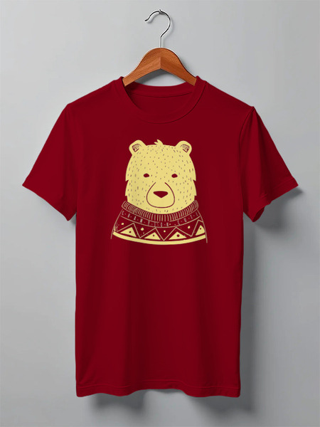Заказать мужскую футболку в Москве. Футболка классическая Bear Here от oneredfoxstore@gmail.com - готовые дизайны и нанесение принтов.