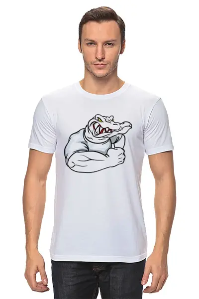 Заказать мужскую футболку в Москве. Футболка классическая Крокодил  от ПРИНТЫ ПЕЧАТЬ  - готовые дизайны и нанесение принтов.