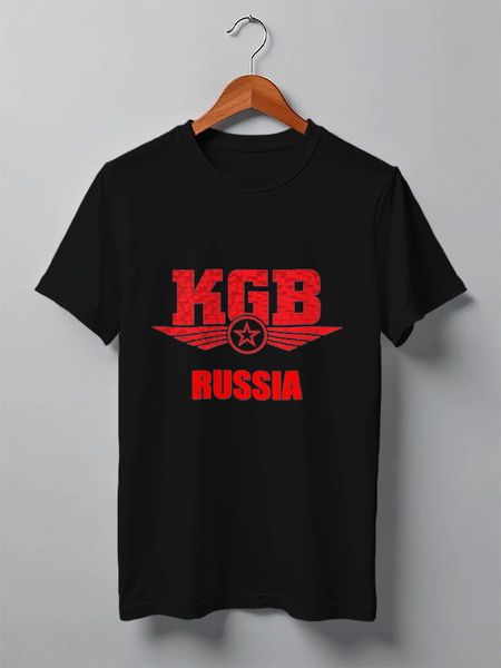 Заказать мужскую футболку в Москве. Футболка классическая KGB Russia от Leichenwagen - готовые дизайны и нанесение принтов.