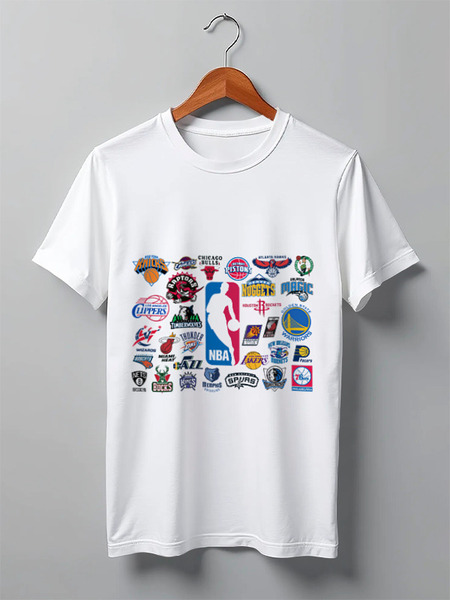 Заказать мужскую футболку в Москве. Футболка классическая NBA. Национальная баскетбольная ассоциация от Виктор Гришин - готовые дизайны и нанесение принтов.