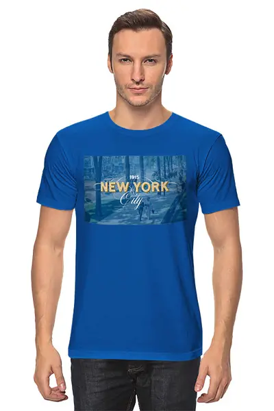Заказать мужскую футболку в Москве. Футболка классическая New York City от Fix Print - готовые дизайны и нанесение принтов.