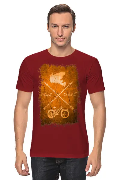 Заказать мужскую футболку в Москве. Футболка классическая Mountain Bike от oneredfoxstore@gmail.com - готовые дизайны и нанесение принтов.