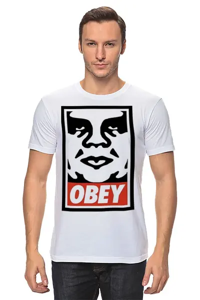Заказать мужскую футболку в Москве. Футболка классическая obey. от ansheg - готовые дизайны и нанесение принтов.