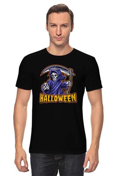 Заказать мужскую футболку в Москве. Футболка классическая Halloween death от skynatural - готовые дизайны и нанесение принтов.