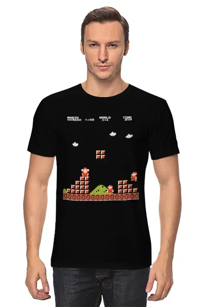 Заказать мужскую футболку в Москве. Футболка классическая Супер Марио от татьяна стрелкова - готовые дизайны и нанесение принтов.