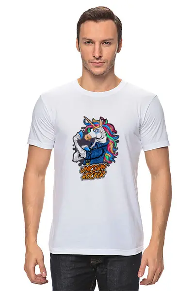 Заказать мужскую футболку в Москве. Футболка классическая Единорог  от T-shirt print  - готовые дизайны и нанесение принтов.