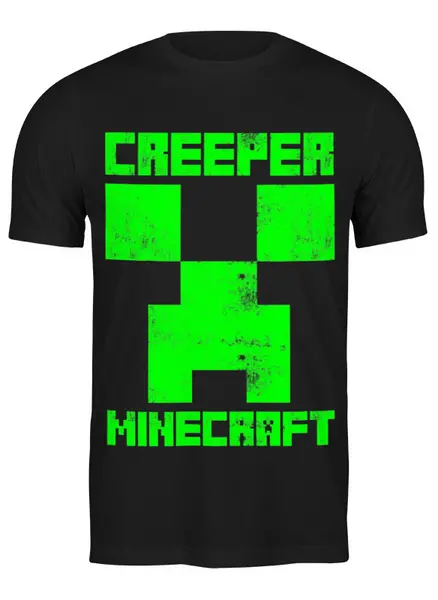 Заказать мужскую футболку в Москве. Футболка классическая MINECRAFT CREEPER от vista12761@rambler.ru - готовые дизайны и нанесение принтов.