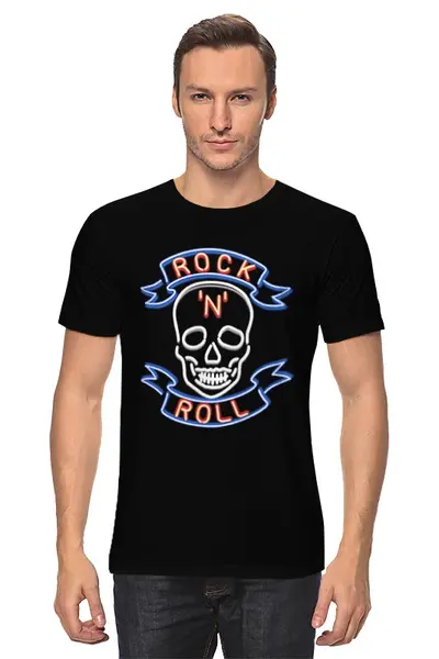 Заказать мужскую футболку в Москве. Футболка классическая Rock 'n' Roll от BeliySlon - готовые дизайны и нанесение принтов.