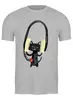 Заказать мужскую футболку в Москве. Футболка классическая Кот в наушниках от printik - готовые дизайны и нанесение принтов.