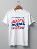 Заказать мужскую футболку в Москве. Футболка классическая Happy Russia Day от Дана Столыпина - готовые дизайны и нанесение принтов.