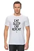 Заказать мужскую футболку в Москве. Футболка классическая Eat cry repeat by Brainy от Brainy - готовые дизайны и нанесение принтов.