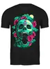 Заказать мужскую футболку в Москве. Футболка классическая Skull&Flowers от balden - готовые дизайны и нанесение принтов.