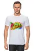 Заказать мужскую футболку в Москве. Футболка классическая Хамелеон с цветами в пятнах краски. от Zorgo-Art  - готовые дизайны и нанесение принтов.