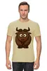 Заказать мужскую футболку в Москве. Футболка классическая коричневый бык от EDJEY  - готовые дизайны и нанесение принтов.