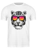 Заказать мужскую футболку в Москве. Футболка классическая Тигр в очках от printik - готовые дизайны и нанесение принтов.
