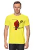 Заказать мужскую футболку в Москве. Футболка классическая Птица кардинал с мимозой от Владимир - готовые дизайны и нанесение принтов.