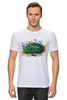 Заказать мужскую футболку в Москве. Футболка классическая Зеленый дракон в листьях от tigerda  - готовые дизайны и нанесение принтов.