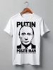 Заказать мужскую футболку в Москве. Футболка классическая Putin Polite man от Юрий Чингаев - готовые дизайны и нанесение принтов.