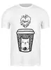 Заказать мужскую футболку в Москве. Футболка классическая Кофе и котик от fanart - готовые дизайны и нанесение принтов.