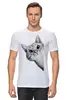 Заказать мужскую футболку в Москве. Футболка классическая Любопытный кот от mug-shop - готовые дизайны и нанесение принтов.