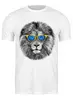 Заказать мужскую футболку в Москве. Футболка классическая Стильный лев в золотых очках от Мурад Мокран - готовые дизайны и нанесение принтов.