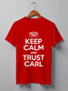 Заказать мужскую футболку в Москве. Футболка классическая Keep Calm Carl red от markscheider - готовые дизайны и нанесение принтов.