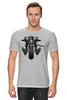 Заказать мужскую футболку в Москве. Футболка классическая Скелетон на мотоцикле от T-shirt print  - готовые дизайны и нанесение принтов.
