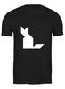 Заказать мужскую футболку в Москве. Футболка классическая Белая кошка танграм от namormai@mail.ru - готовые дизайны и нанесение принтов.