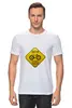 Заказать мужскую футболку в Москве. Футболка классическая Caution Fatbikes от white_irbis - готовые дизайны и нанесение принтов.