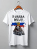 Заказать мужскую футболку в Москве. Футболка классическая Russia rule! классик от maslenitsyn@ya.ru - готовые дизайны и нанесение принтов.