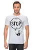 Заказать мужскую футболку в Москве. Футболка классическая STOP! от Виктория Бобудаева - готовые дизайны и нанесение принтов.