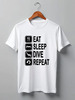Заказать мужскую футболку в Москве. Футболка классическая Eat sleep dive от enjoydiving - готовые дизайны и нанесение принтов.
