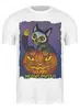 Заказать мужскую футболку в Москве. Футболка классическая Happy Meowloween! от Tori Cerberus - готовые дизайны и нанесение принтов.