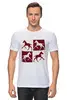 Заказать мужскую футболку в Москве. Футболка классическая Жеребята на красном и бежевом фоне от tsumehoshizora@gmail.com - готовые дизайны и нанесение принтов.