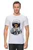 Заказать мужскую футболку в Москве. Футболка классическая Обезьяна космонавт от denis01001 - готовые дизайны и нанесение принтов.