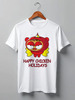 Заказать мужскую футболку в Москве. Футболка классическая Happy chicken holidays от Илья Щеблецов - готовые дизайны и нанесение принтов.