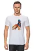 Заказать мужскую футболку в Москве. Футболка классическая акварельная новогодняя собака от Игма - готовые дизайны и нанесение принтов.