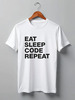 Заказать мужскую футболку в Москве. Футболка классическая EAT SLEEP CODE REPEAT от darkdrag@badboot.ru - готовые дизайны и нанесение принтов.
