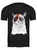 Заказать мужскую футболку в Москве. Футболка классическая Grumpy Cat x David Bowie от Amerikanka - готовые дизайны и нанесение принтов.