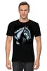 Заказать мужскую футболку в Москве. Футболка классическая лошадь на черном бархате от Kris Leov - готовые дизайны и нанесение принтов.