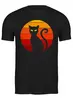 Заказать мужскую футболку в Москве. Футболка классическая Черный кот от printik - готовые дизайны и нанесение принтов.