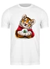 Заказать мужскую футболку в Москве. Футболка классическая Тигр со снежным шаром от tigerda  - готовые дизайны и нанесение принтов.
