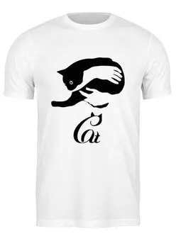 Заказать мужскую футболку в Москве. Футболка классическая Черный Кот от trugift - готовые дизайны и нанесение принтов.