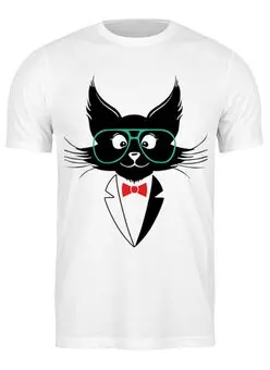 Заказать мужскую футболку в Москве. Футболка классическая кот стиляга от PiCaSSo Star - готовые дизайны и нанесение принтов.