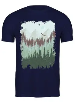 Заказать мужскую футболку в Москве. Футболка классическая Mountains Forest от oneredfoxstore@gmail.com - готовые дизайны и нанесение принтов.