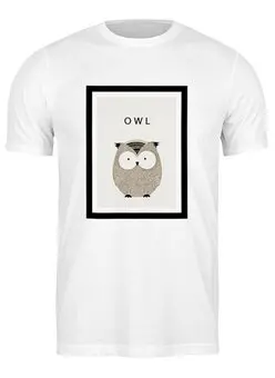 Заказать мужскую футболку в Москве. Футболка классическая Сова (owl) от Илья Щеблецов - готовые дизайны и нанесение принтов.