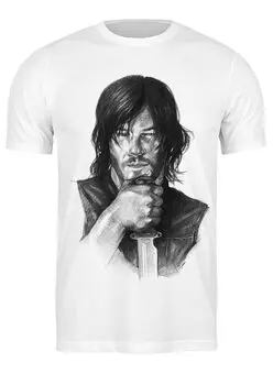 Заказать мужскую футболку в Москве. Футболка классическая The Walking Dead Daryl Dixon ‎Norman Reedus от premkokus - готовые дизайны и нанесение принтов.