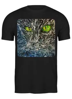 Заказать мужскую футболку в Москве. Футболка классическая Черный кот от rikart - готовые дизайны и нанесение принтов.