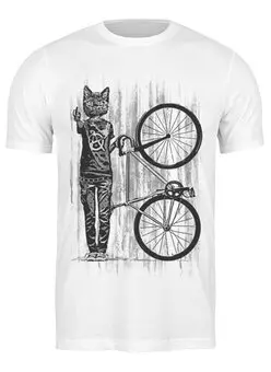 Заказать мужскую футболку в Москве. Футболка классическая Cat Punk Rider от oneredfoxstore@gmail.com - готовые дизайны и нанесение принтов.
