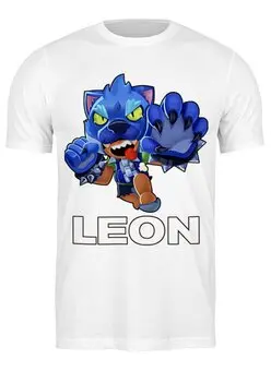 Заказать мужскую футболку в Москве. Футболка классическая Brawl Stars Leon от weeert - готовые дизайны и нанесение принтов.